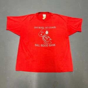 Vintage 80s single stitch Ball state university Snoopy blood drive tshirt